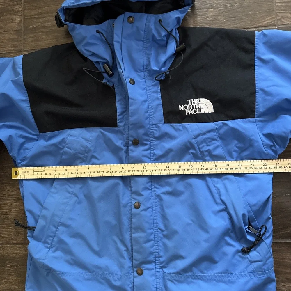 North Face Goretex Ski Jacket Men M Blue Hooded Pockets Pit Zip Vintage 90s Y2K